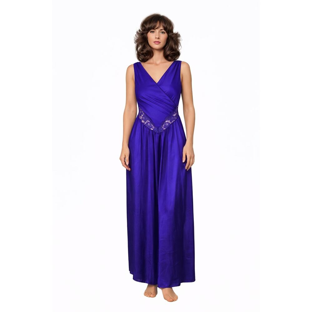 Vintage Undercover Wear Purple Lacy Nightgown Slip Dress USA made size small